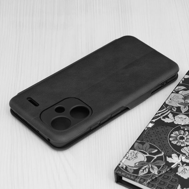 Husa tip carte pentru Xiaomi Redmi Note 13 Pro+ Plus 5G Smart Wallet fata - spate protectie 360 - negru
