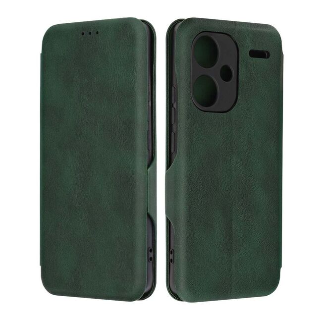 Husa tip carte pentru Xiaomi Redmi Note 13 Pro+ Plus 5G Smart Wallet fata - spate protectie 360 - verde