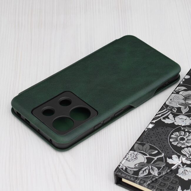 Husa tip carte pentru Xiaomi Redmi Note 13 Pro 5G Smart Wallet fata - spate protectie 360 - verde