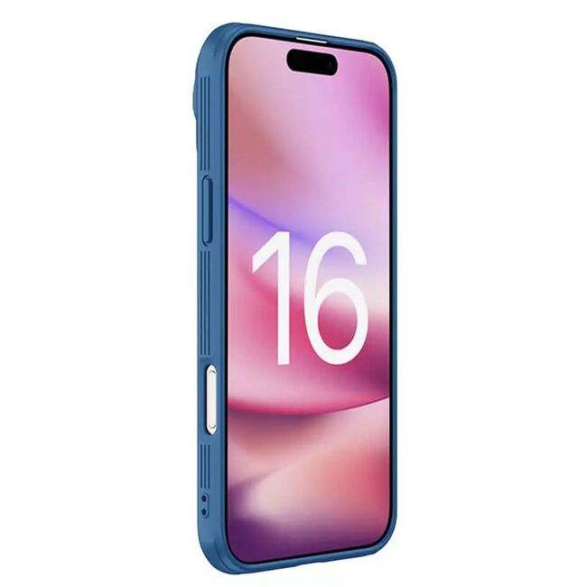 Husă Premium pentru  iPhone 16 Pro Max cu slider pentru protectia lentilelor anti-amprente - albastru inchis