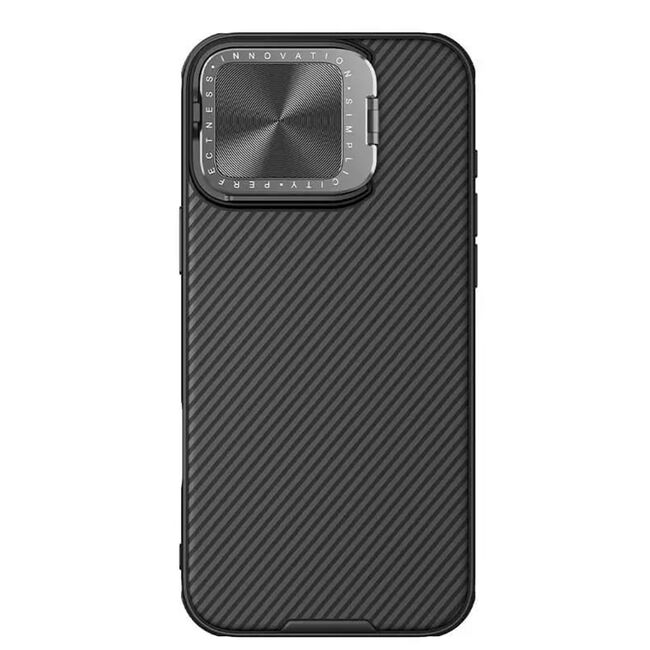Husă Premium pentru  iPhone 16 Pro Max cu slider pentru protectia lentilelor anti-amprente - negru electric