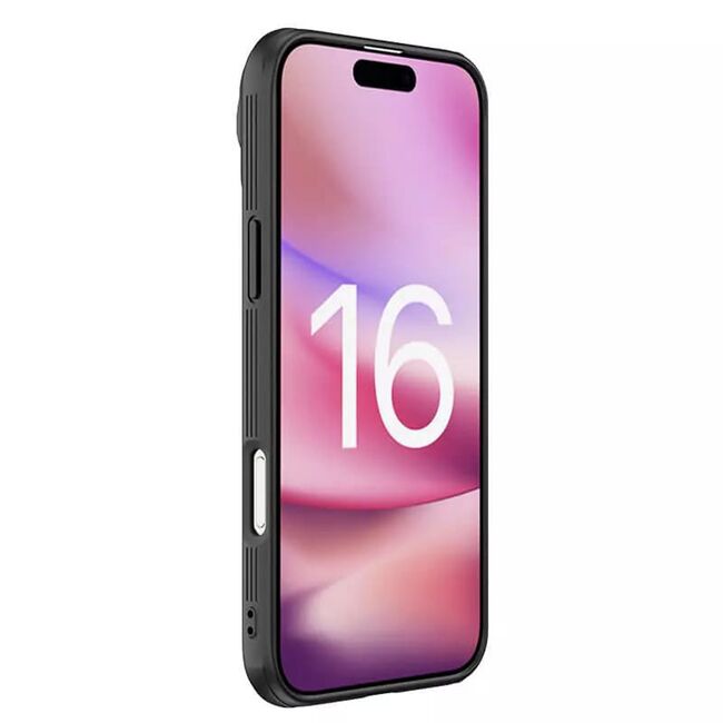 Husă Premium pentru  iPhone 16 Pro Max cu slider pentru protectia lentilelor anti-amprente - negru electric