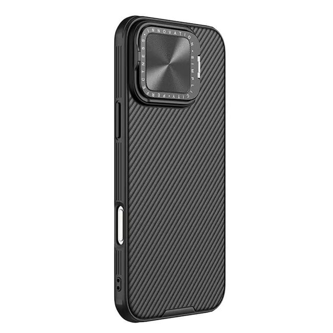 Husă Premium pentru  iPhone 16 Pro Max cu slider pentru protectia lentilelor anti-amprente - negru electric