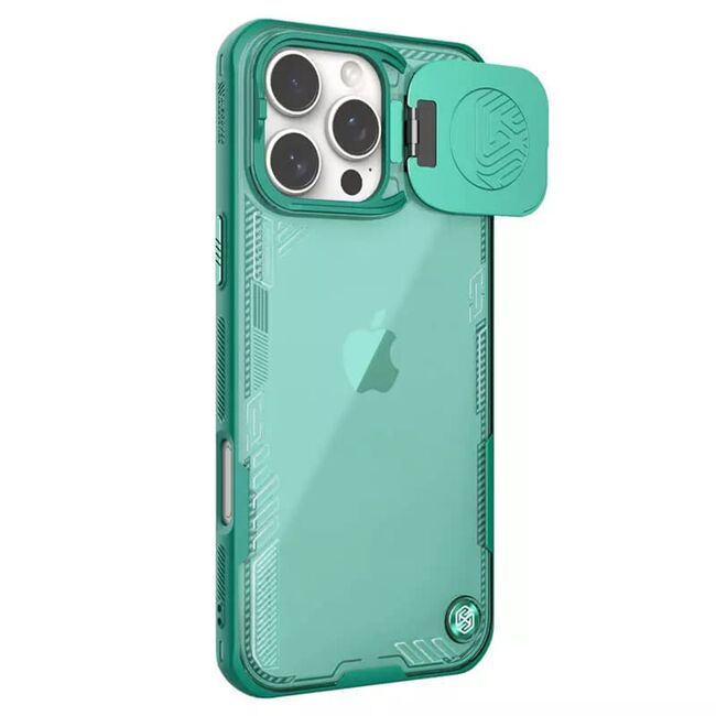 Husă Premium pentru  iPhone 16 Pro Max cu slider pentru protectia lentilelor anti-amprente - verde aprins