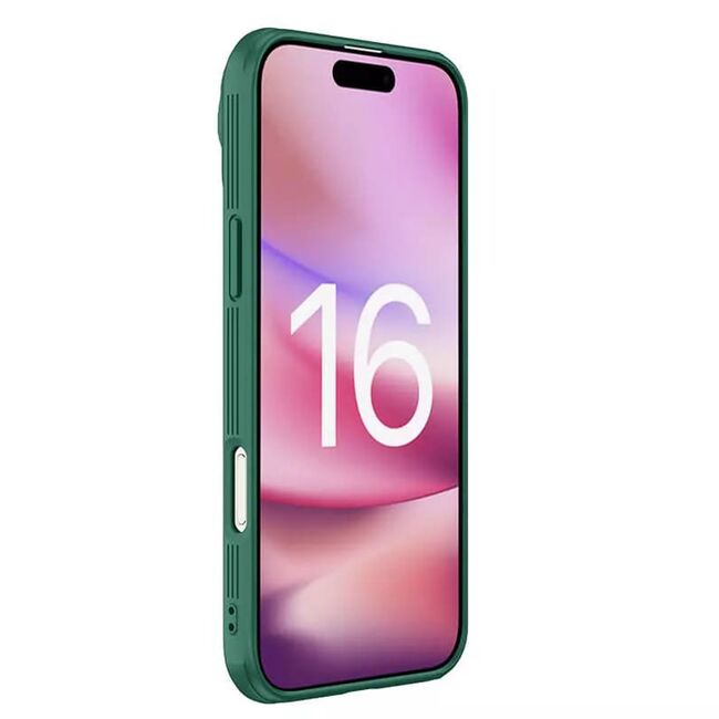 Husă Premium pentru  iPhone 16 Pro Max cu slider pentru protectia lentilelor anti-amprente - verde chrome