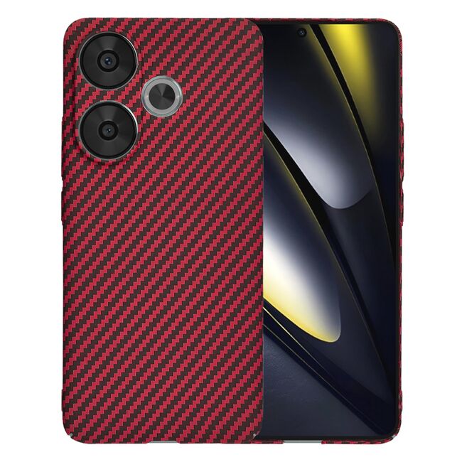 Husa pentru  Poco F6 CarbonFiber UltraSlim, Lightweight, rosu