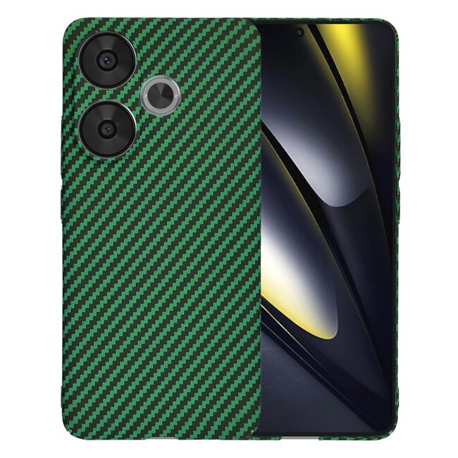 Husa pentru  Poco F6 CarbonFiber UltraSlim, Lightweight, verde