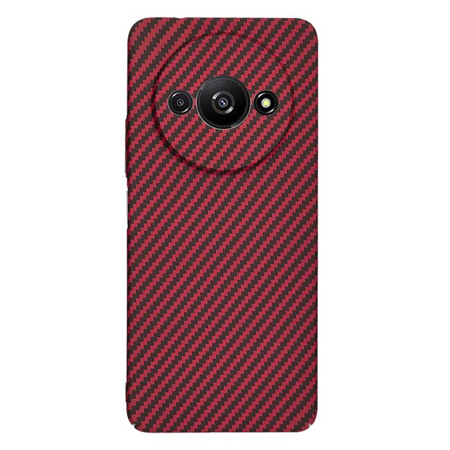 Husa pentru  Xiaomi Redmi A3 CarbonFiber UltraSlim, Lightweight, rosu