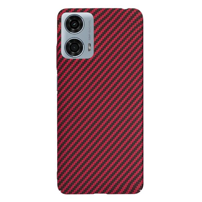 Husa pentru Motorola Moto G04 / G24 / G24 Power CarbonFiber UltraSlim, Lightweight, rosu