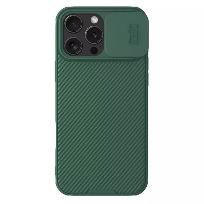 Husă Premium pentru  iPhone 16 Pro cu slider pentru protectia lentilelor anti-amprente - verde inchis