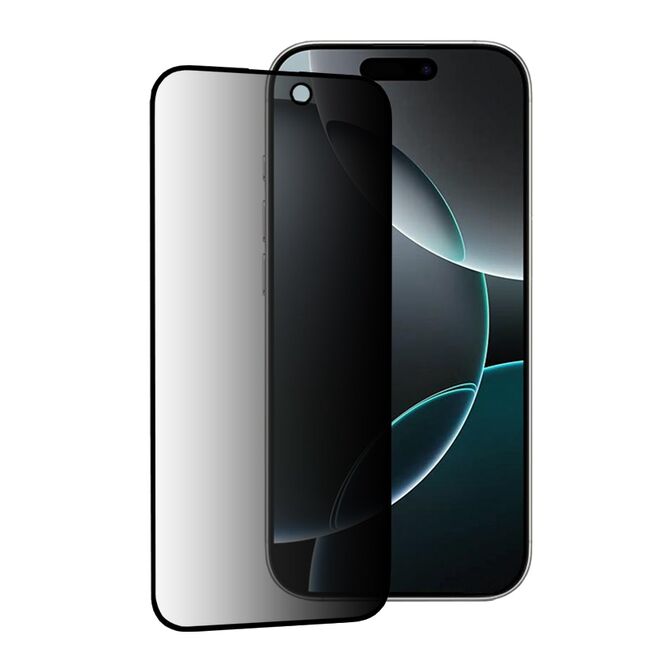 Folie sticla privacy Premium pentru iPhone 16 Pro 111d Full Cover / Full Glue tempered glass - margini negre