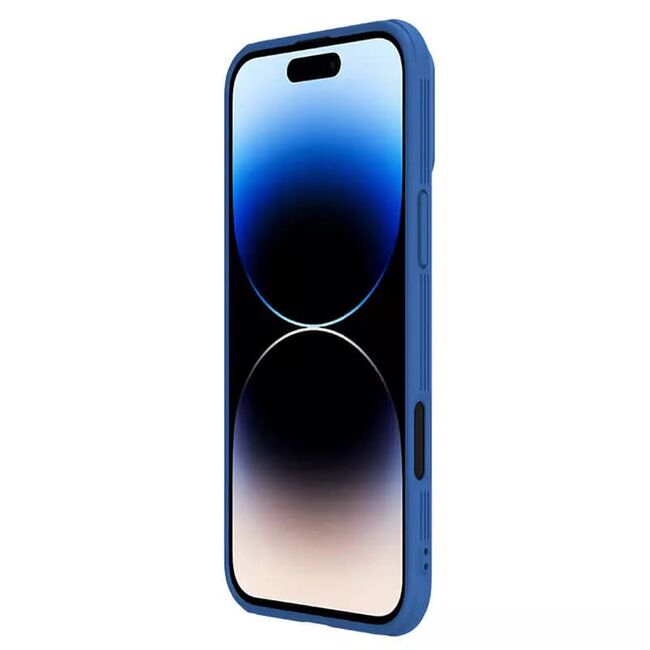 Husă Premium pentru  iPhone 16 Pro cu slider pentru protectia lentilelor anti-amprente - albastru inchis