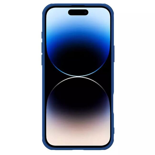 Husă Premium pentru  iPhone 16 Pro cu slider pentru protectia lentilelor anti-amprente - albastru inchis