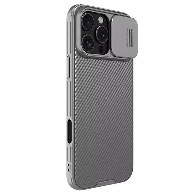 Husă Premium pentru  iPhone 16 Pro cu slider pentru protectia lentilelor anti-amprente - gri