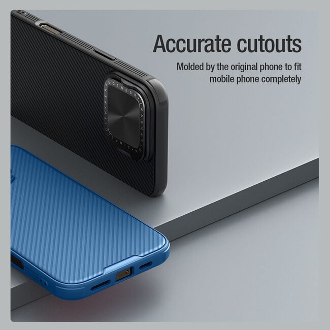 Husă Premium pentru  iPhone 16 Pro cu slider pentru protectia lentilelor anti-amprente - negru