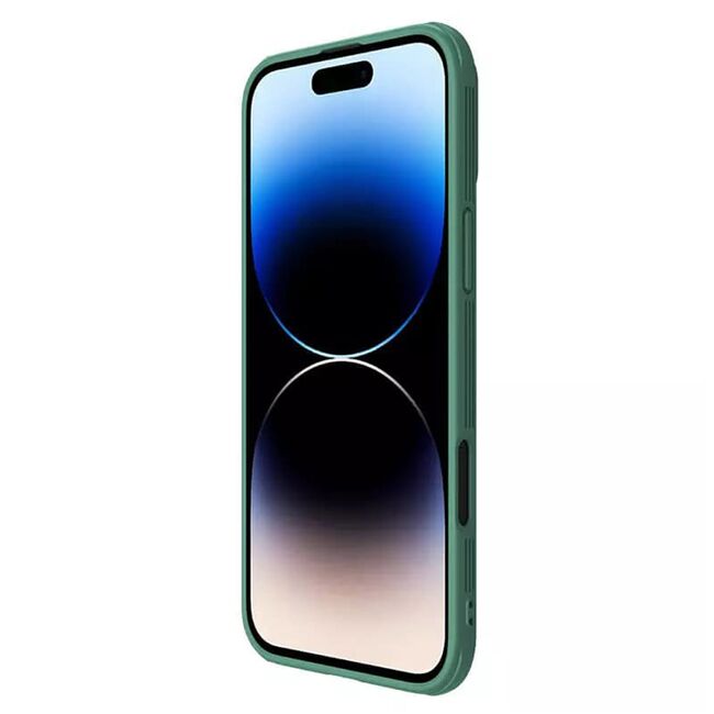 Husă Premium pentru  iPhone 16 Pro cu slider pentru protectia lentilelor anti-amprente - verde inchis