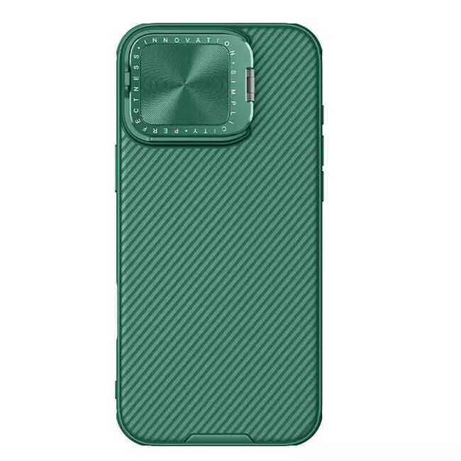 Husă Premium pentru  iPhone 16 Pro cu slider pentru protectia lentilelor anti-amprente - verde
