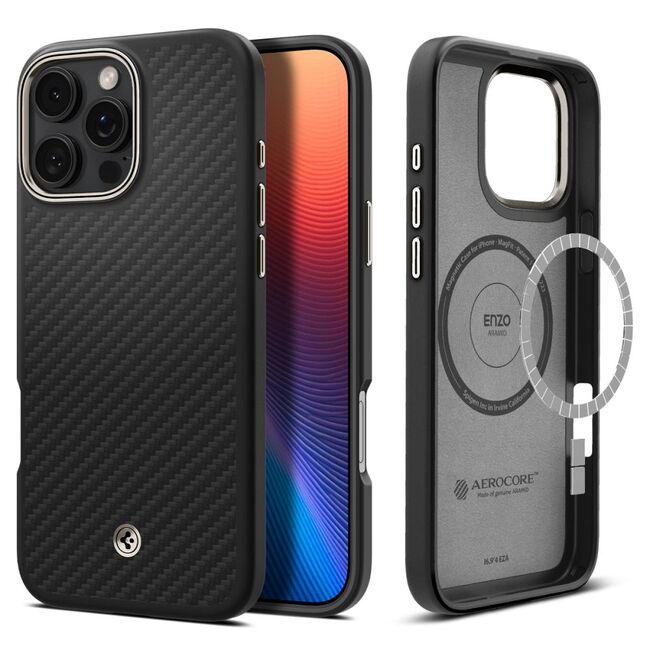 Husa Spigen - enzo aramid MagSafe - iphone 16 pro - black / natural
