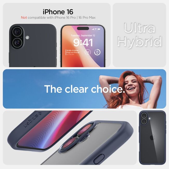Husa premium pentru  iPhone 16 Spigen Ultra Hybrid transparent - albastru