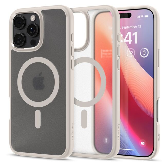 Husa premium pentru  iPhone 16 Pro Spigen ultra hybrid magsafe frost - bej