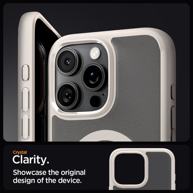 Husa premium pentru  iPhone 16 Pro Spigen ultra hybrid magsafe frost - bej