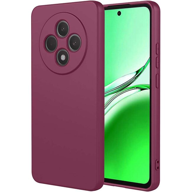 Husa pentru  Oppo Reno 12F, 12FS Liquid Silicone, subțire, captusita cu microfibra, anti amprentă, protectie cameră foto, bordeaux