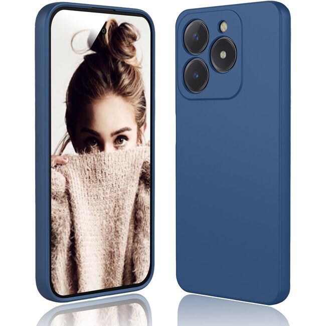 Husa pentru  Realme C61, Realme C63 Liquid Silicone, subțire, captusita cu microfibra, anti amprentă, protectie cameră foto, albastru