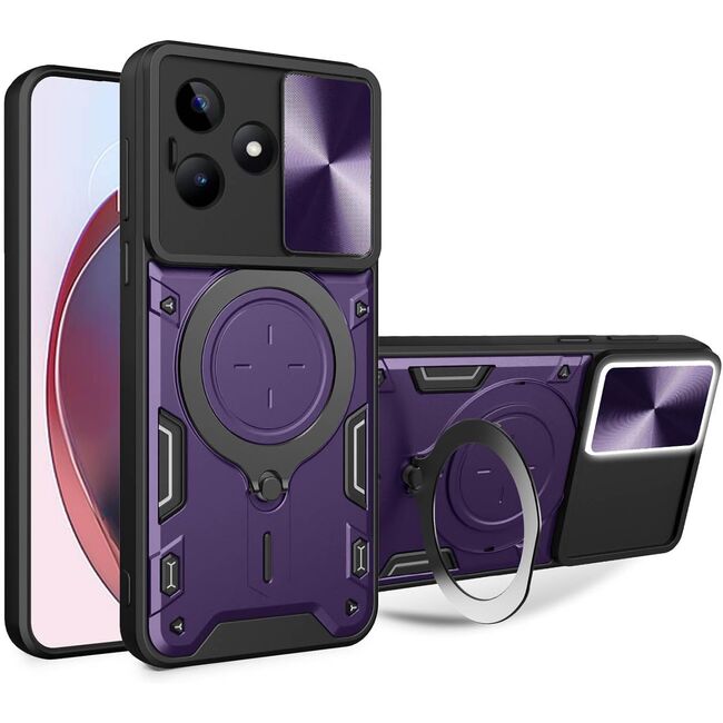 Husa pentru  Realme C61, Realme C63 cu protecție pentru cameră și suport magnetic integrat Ring Shockproof, mov