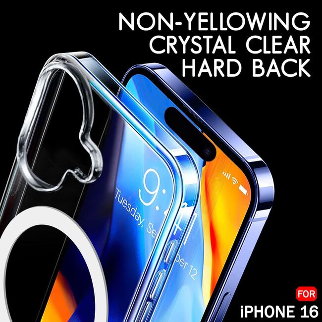Huse pentru  iPhone 16 Plus cu MagSafe Crystal Clear Back Series - transparent