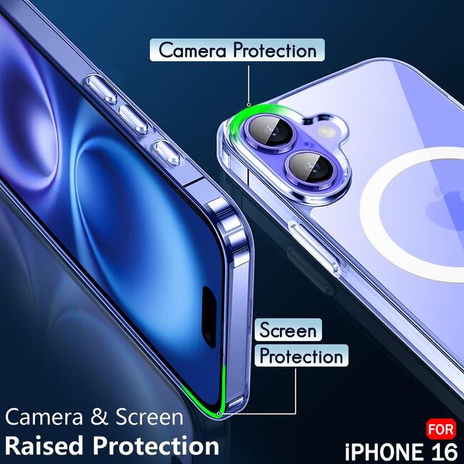 Huse pentru  iPhone 16 Plus cu MagSafe Crystal Clear Back Series - transparent