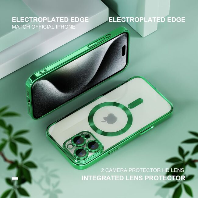 Husa pentru  iPhone 16 Pro cu MagSafe si protectie pentru lentile anti-shock 1.5 mm transparent - verde inchis