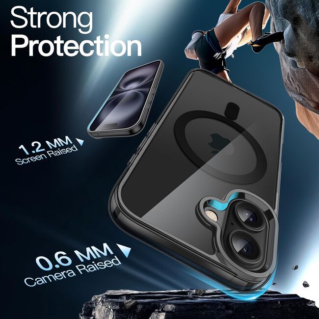 Huse pentru  iPhone 16 cu MagSafe Crystal Clear Back Series - negru