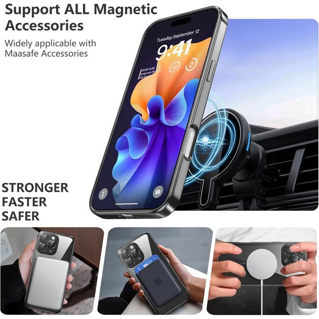 Husa pentru  iPhone 16 Pro cu MagSafe si protectie pentru lentile anti-shock 1.5 mm transparent - negru
