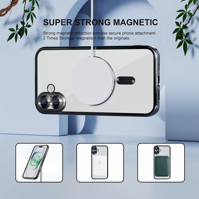 Husa pentru  iPhone 16 cu MagSafe si protectie pentru lentile anti-shock 1.5 mm transparent - negru