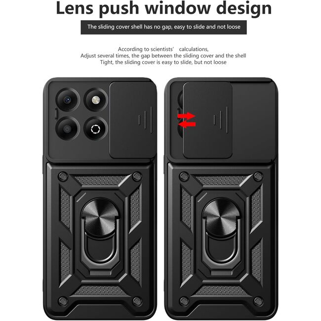 Husa pentru  Honor X6b Ring Armor Kickstand Tough Rugged Cover cu protectie camera, verde
