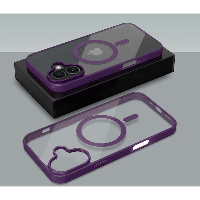 Huse pentru  iPhone 16 Plus cu MagSafe Crystal Clear Back Series - mov