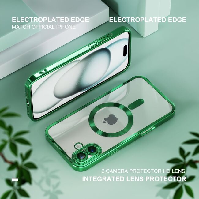 Husa pentru  iPhone 16 cu MagSafe si protectie pentru lentile anti-shock 1.5 mm transparent - verde deschis
