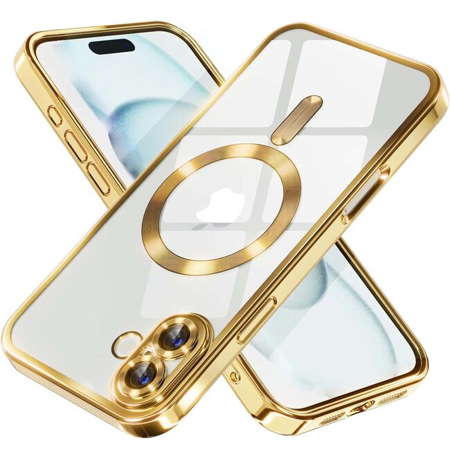 Husa pentru  iPhone 16 Plus cu MagSafe si protectie pentru lentile anti-shock 1.5 mm transparent - auriu