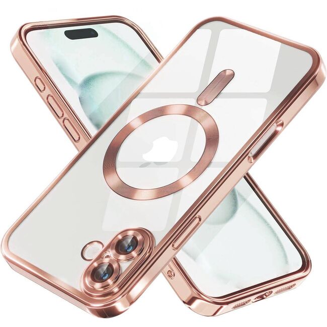 Husa pentru  iPhone 16 cu MagSafe si protectie pentru lentile anti-shock 1.5 mm transparent - roz