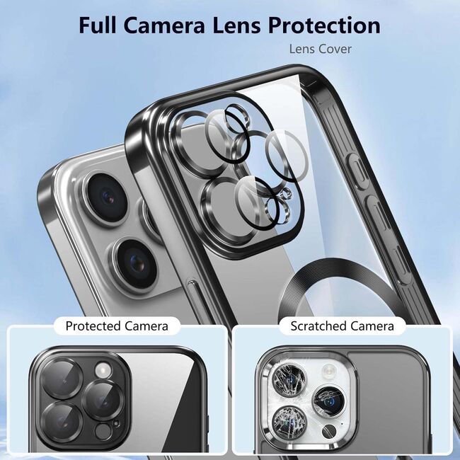 Husa pentru  iPhone 16 Pro cu MagSafe si protectie pentru lentile anti-shock 1.5 mm transparent - negru