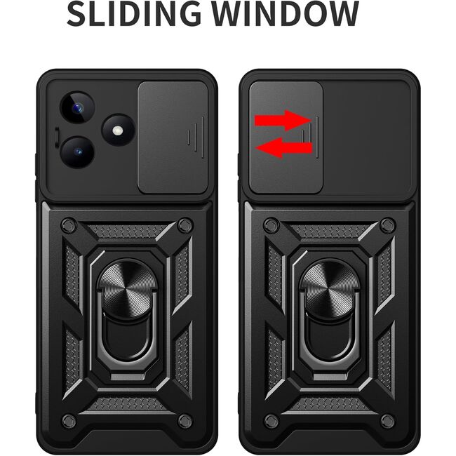 Husa pentru  Realme C61, Realme C63 Ring Armor Kickstand Tough Rugged Cover cu protectie camera, roz