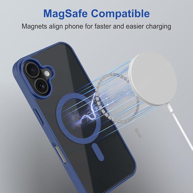 Huse pentru  iPhone 16 Plus cu MagSafe Crystal Clear Back Series - albastru