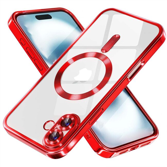 Husa pentru  iPhone 16 cu MagSafe si protectie pentru lentile anti-shock 1.5 mm transparent - rosu