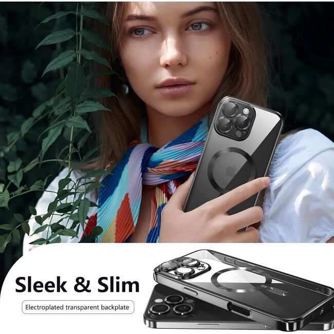 Husa pentru  iPhone 16 Pro cu MagSafe si protectie pentru lentile anti-shock 1.5 mm transparent - negru