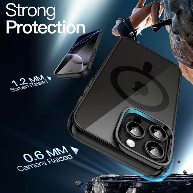 Huse pentru  iPhone 16 Pro Max cu MagSafe Crystal Clear Back Series - albastru