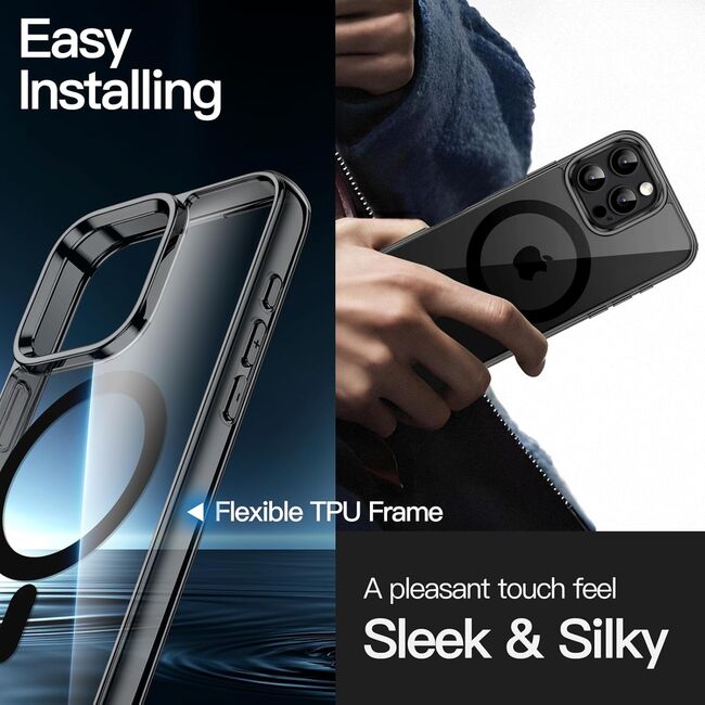 Huse pentru  iPhone 16 Pro Max cu MagSafe Crystal Clear Back Series - albastru