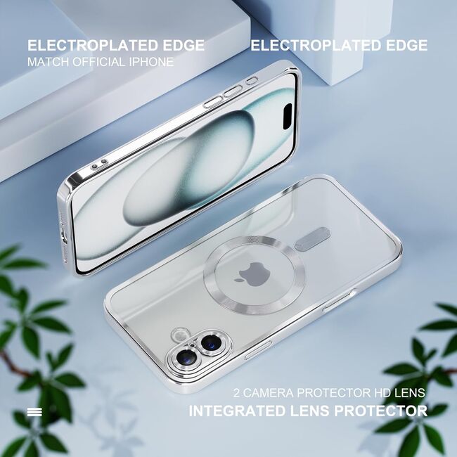 Husa pentru  iPhone 16 cu MagSafe si protectie pentru lentile anti-shock 1.5 mm transparent - argintiu