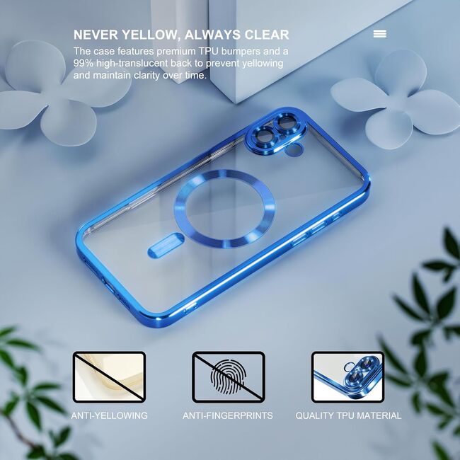 Husa pentru  iPhone 16 cu MagSafe si protectie pentru lentile anti-shock 1.5 mm transparent - albastru