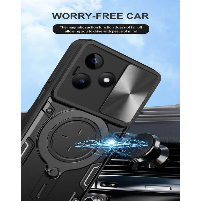 Husa pentru  Realme C61, Realme C63 cu protecție pentru cameră și suport magnetic integrat Ring Shockproof, rose gold