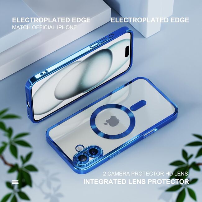 Husa pentru  iPhone 16 cu MagSafe si protectie pentru lentile anti-shock 1.5 mm transparent - albastru